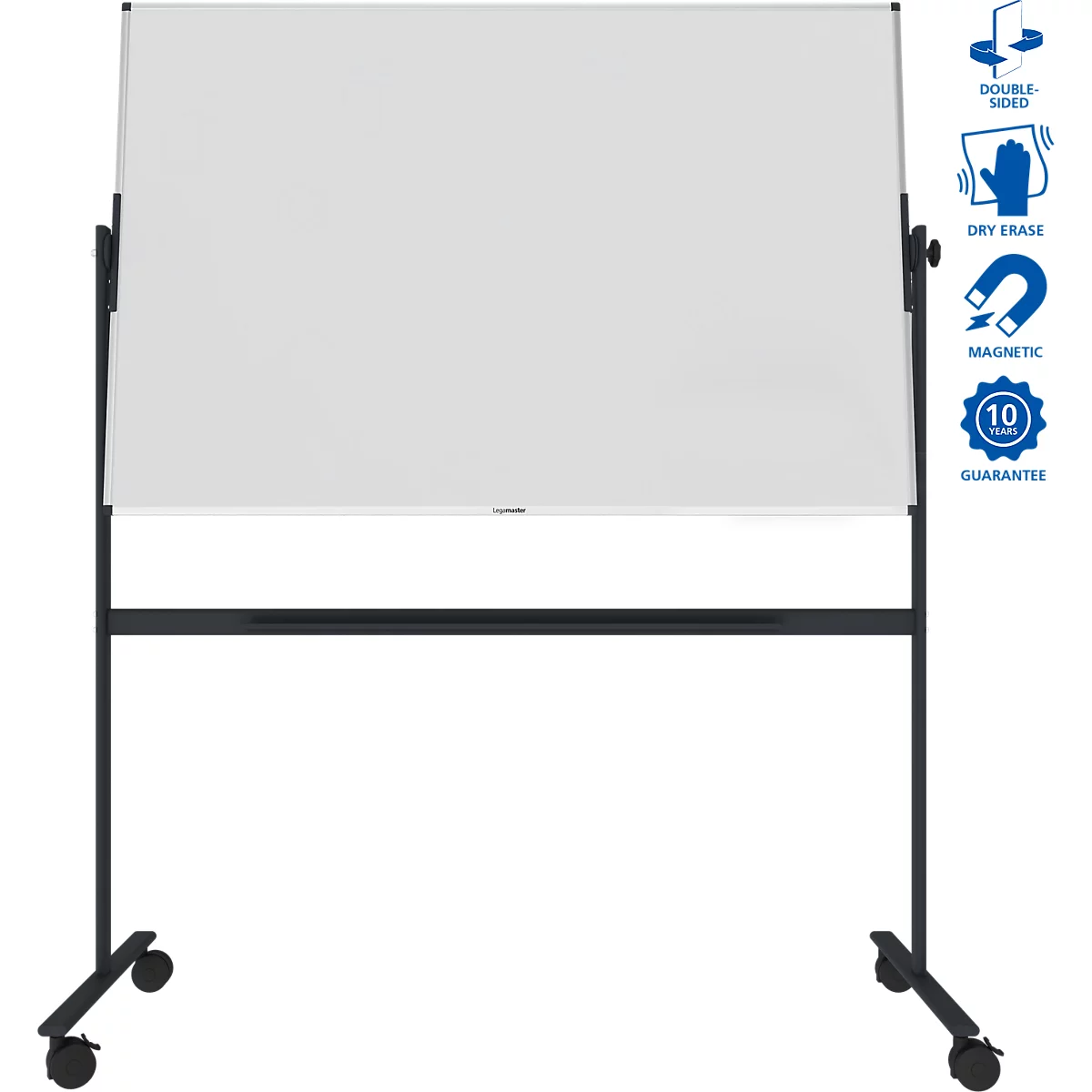Stativ-Drehtafel Legamaster UNITE, magnetisch, drehbar um 360°, B 1500 x T 12,6 x H 1000 mm, lackierter Stahl, weiß